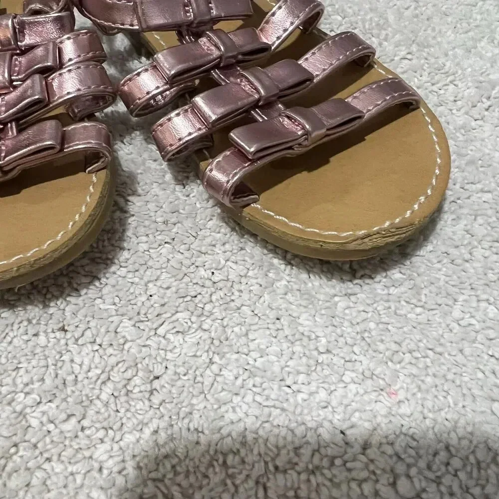 Gymboree & Fashion Kids Girls Pink Gladiator Sandals 10 & White Toddler Lot Of 2